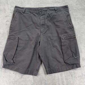 Nike Cargo Shorts Mens 36 Gray Swoosh Y2K Cotton Ripstop Outdoor Hiking Utility